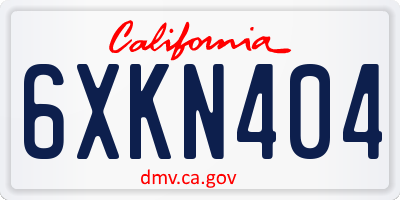 CA license plate 6XKN404