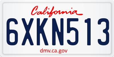 CA license plate 6XKN513