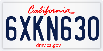 CA license plate 6XKN630