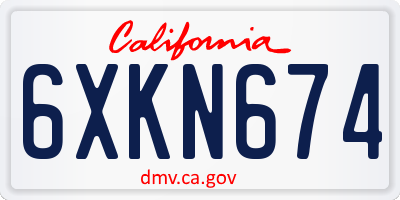 CA license plate 6XKN674