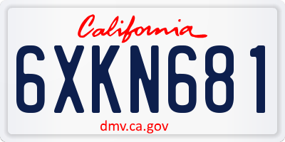 CA license plate 6XKN681