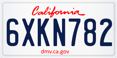 CA license plate 6XKN782