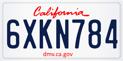 CA license plate 6XKN784