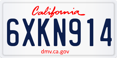 CA license plate 6XKN914