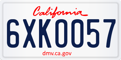 CA license plate 6XKO057