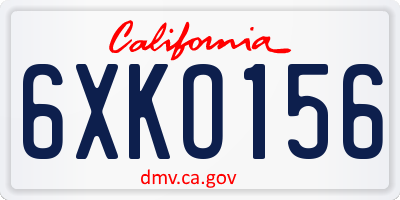 CA license plate 6XKO156