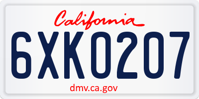 CA license plate 6XKO207