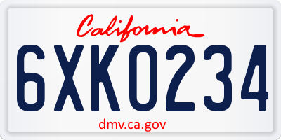 CA license plate 6XKO234