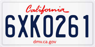 CA license plate 6XKO261