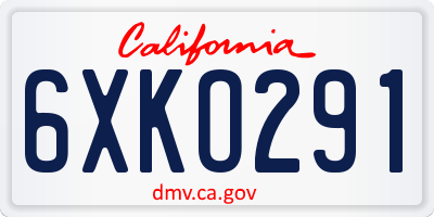 CA license plate 6XKO291