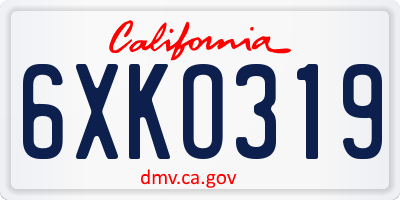 CA license plate 6XKO319