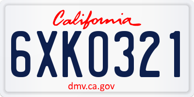 CA license plate 6XKO321