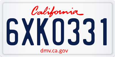 CA license plate 6XKO331