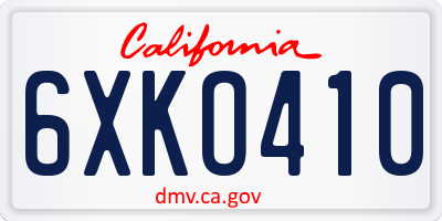 CA license plate 6XKO410