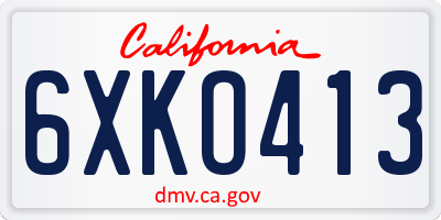 CA license plate 6XKO413