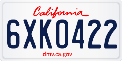 CA license plate 6XKO422