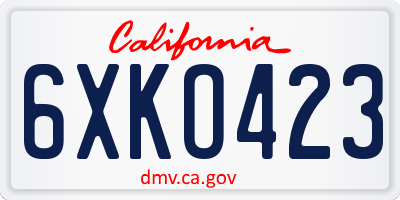 CA license plate 6XKO423
