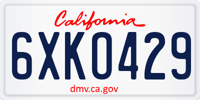 CA license plate 6XKO429