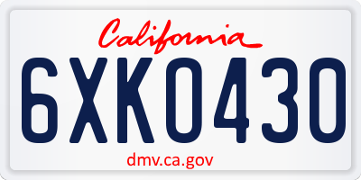CA license plate 6XKO430
