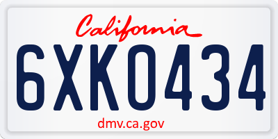 CA license plate 6XKO434