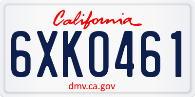 CA license plate 6XKO461