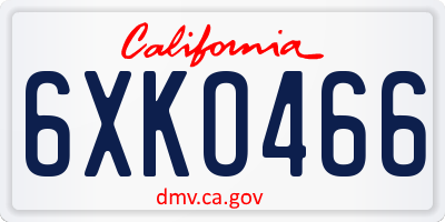 CA license plate 6XKO466
