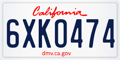 CA license plate 6XKO474