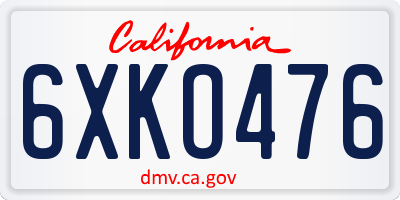 CA license plate 6XKO476