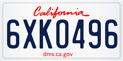 CA license plate 6XKO496