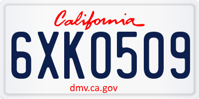 CA license plate 6XKO509