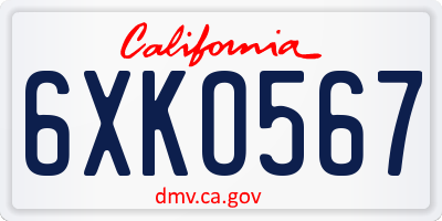 CA license plate 6XKO567