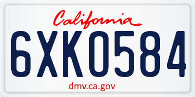 CA license plate 6XKO584