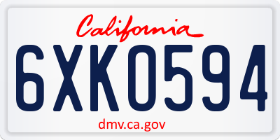 CA license plate 6XKO594