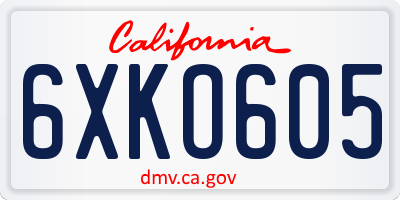 CA license plate 6XKO605