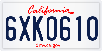 CA license plate 6XKO610