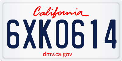CA license plate 6XKO614