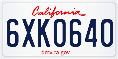 CA license plate 6XKO640