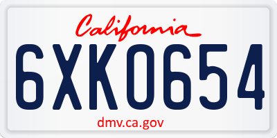 CA license plate 6XKO654