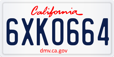 CA license plate 6XKO664