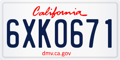 CA license plate 6XKO671