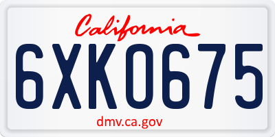 CA license plate 6XKO675