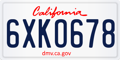 CA license plate 6XKO678