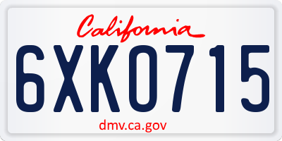 CA license plate 6XKO715