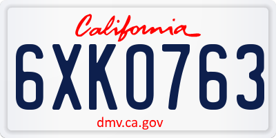 CA license plate 6XKO763