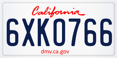 CA license plate 6XKO766