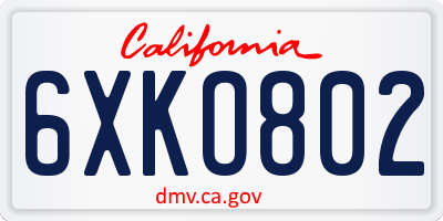CA license plate 6XKO802