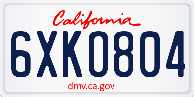 CA license plate 6XKO804