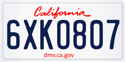 CA license plate 6XKO807