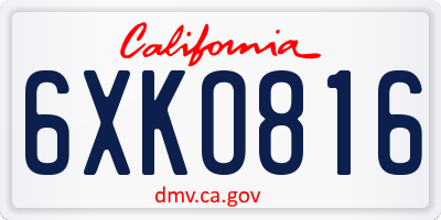 CA license plate 6XKO816
