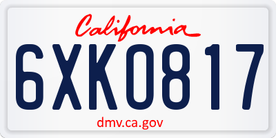 CA license plate 6XKO817